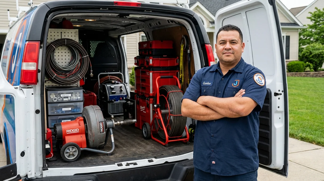 Professional drain cleaning equipment and Johns Plumbing LLC plumber in Van Wert