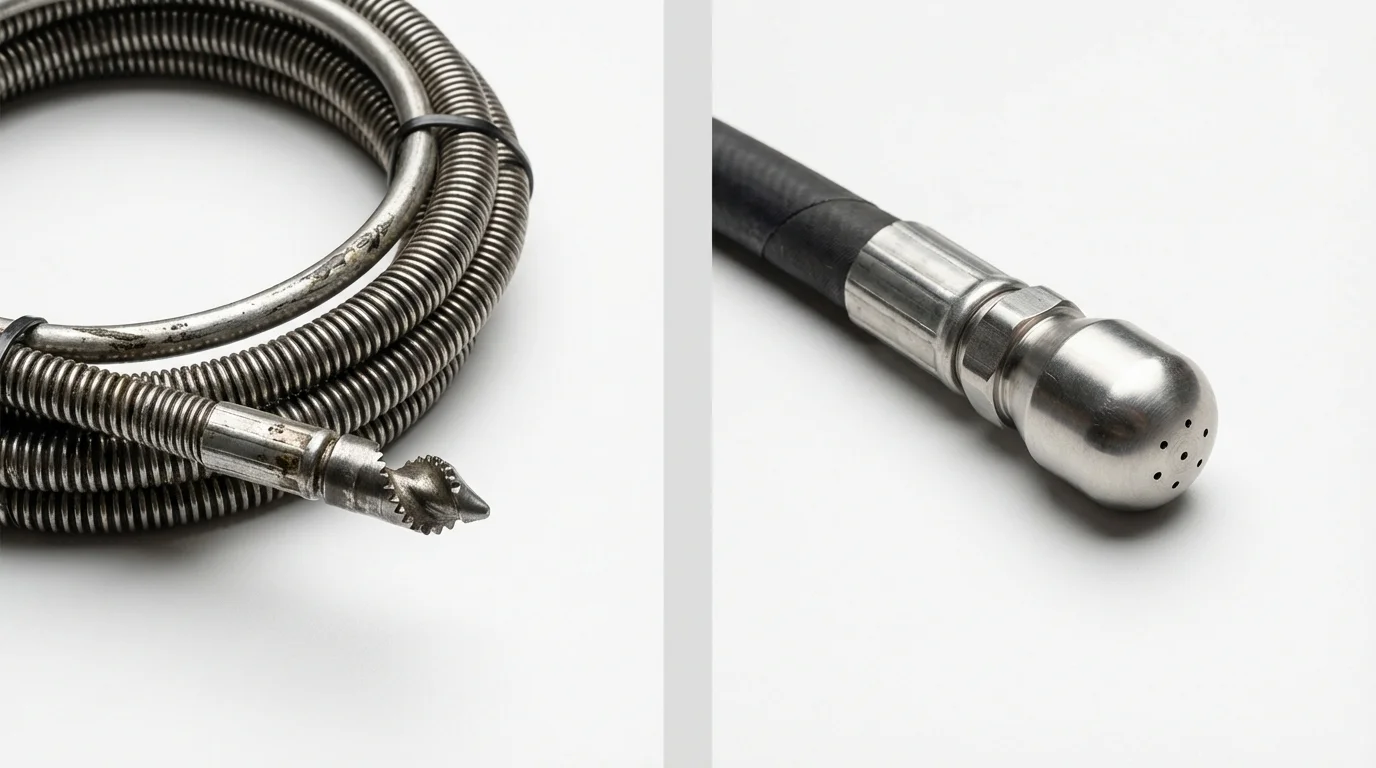 Drain snake cable and hydro jetting nozzle used for drain cleaning in Van Wert, OH
