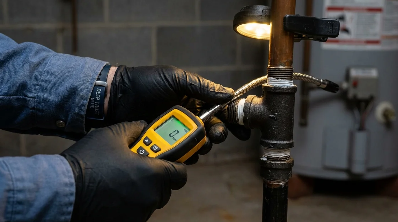 Gas leak detection with electronic sniffer by Johns Plumbing LLC in Van Wert