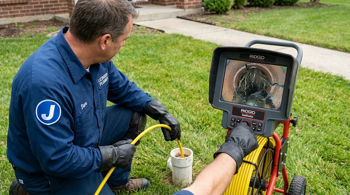Sewer camera inspection being performed by Johns Plumbing LLC in Van Wert