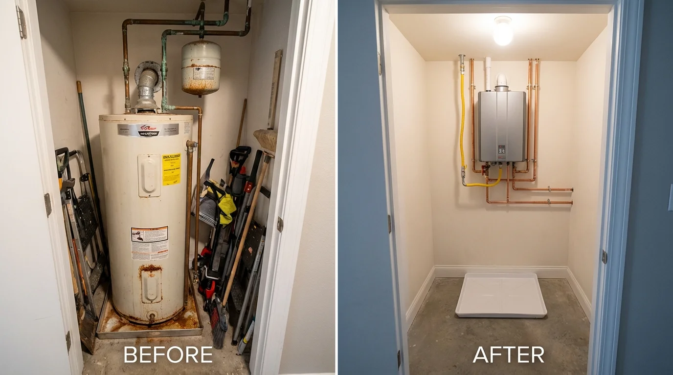 Tank water heater versus wall-mounted tankless unit comparison for Van Wert, OH homeowners
